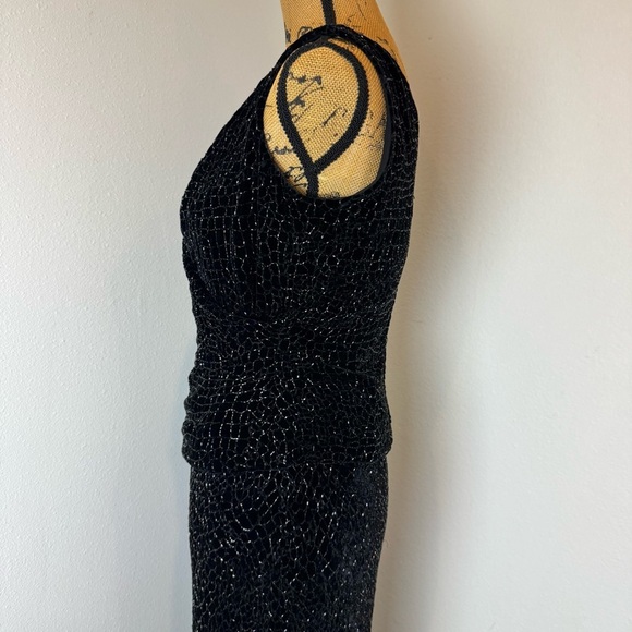 SILK Carmen Marc Valvo Signature Black Sequin skirt set vintage 8 - Picture 7 of 9